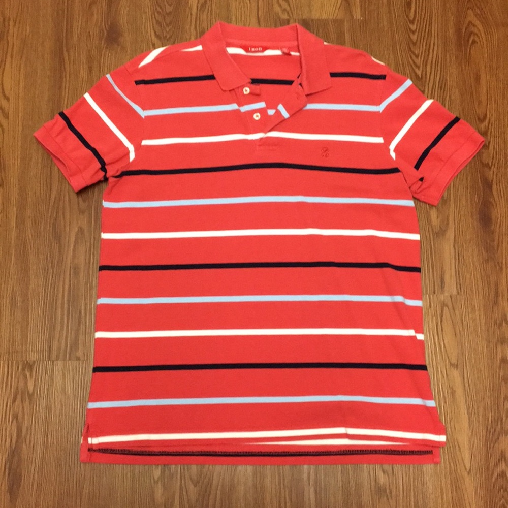 Izod Men’s Medium Red striped Polo